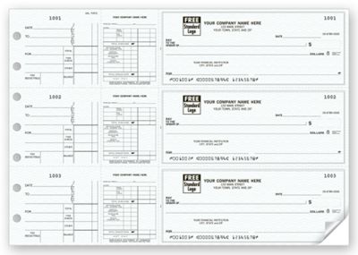 12 15/16 x 9 3-On-A-Page Payroll & Disbursement Check Side-Tear Vouchers