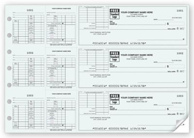 3-On-A-Page Payroll Check With Corner Voucher