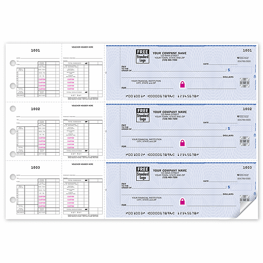 Deluxe High Security 3-On-A-Page Salary Payroll Check