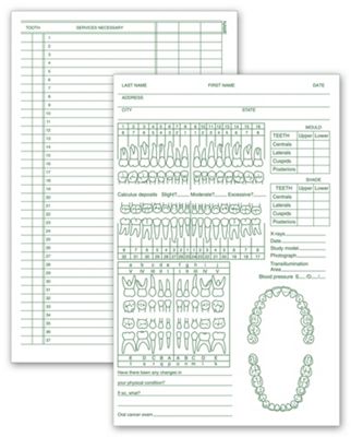 5 X 7 3/4 Dental Exam Records, Two-Sided, 5  x 8