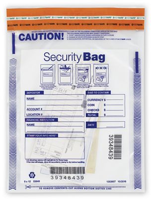 9 x 12  Single Pocket Deposit Bag, Clear