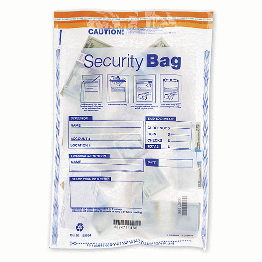 15 x 20 Single Pocket Deposit Bag Clear 53854