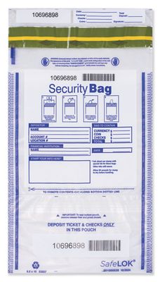 9 1/2 x 15 9 1/2 x 15  Dual Pocket Deposit Bag. Clear