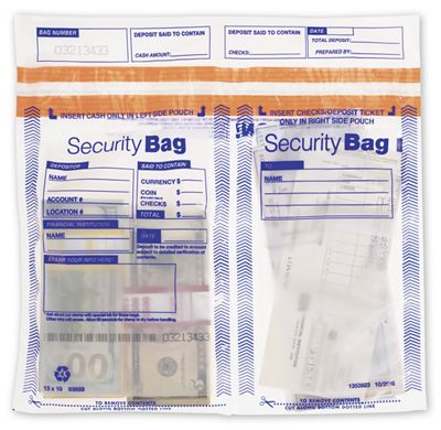 13 X 10 13 x 10  Side x Side Dual Pocket Deposit Bag, Clear