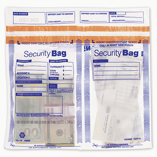 13x105 Side x Side Dual Pocket Deposit Bag Clear 53859