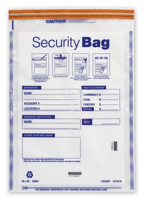 19 x 28 19 x 28  Currency Shipping Deposit Bag, Clear