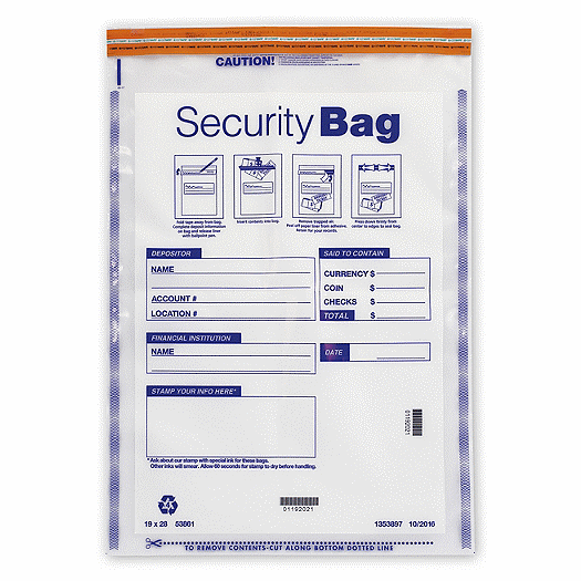 19 x 28 Currency Shipping Deposit Bag, Clear