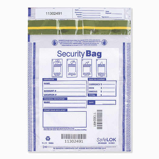 9 x 12  Dual Pocket Deposit Bag, Clear