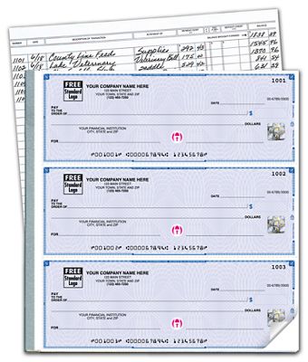 Deluxe High Security 3-On-A-Page Business Size Checks w/CFP