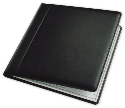 9 1/2 x 9 3-On-A-Page Leather Cover, Executive Deskbook Checks