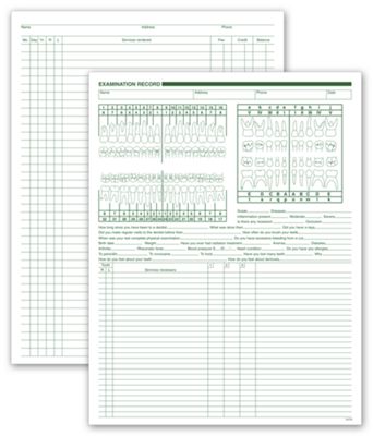 Dental Exam & Account Records, Two-Sided, White Ledger