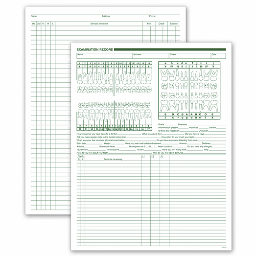 Dental Exam & Account Records, Two-Sided, White Ledger