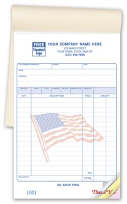 5 1/2 x 8 1/2 Sales Books – Large Patriotic with Special Wording
