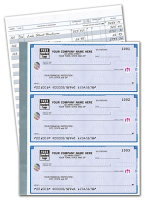 6 x 2 3/4  Check Deluxe High Security 3-On-A-Page Compact Size Checks
