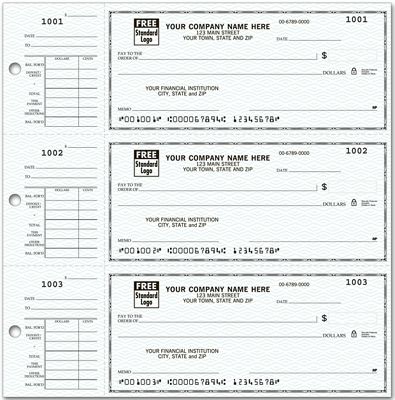 6 x 2 3/4  Check 3-On-A-Page Compact Size Checks with Side-Tear Voucher