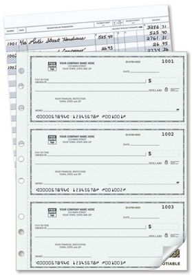 6 x 2 3/4  Check 3-On-A-Page Compact Size Duplicate Checks with Register