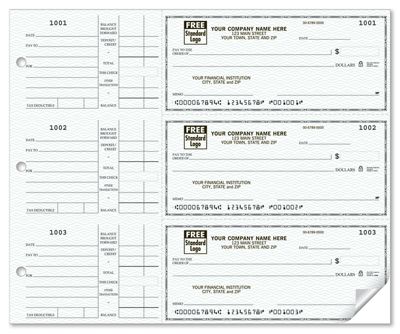 6 x 2 3/4  Check 3-On-A-Page Compact Size Checks, with Side-Tear Vouchers