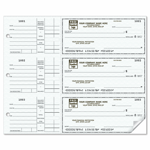 3-On-A-Page Compact Size Checks, with Side-Tear Vouchers