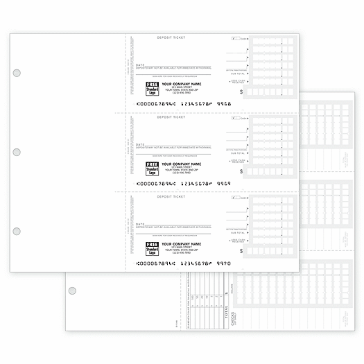 3-On-A-Page Compact Deposit Tickets for Home Acct Deskbook