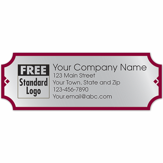 Rectangular Label on Silver Poly w/Red Trim 3.5x1.25