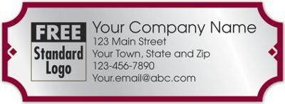 Rectangular Label on Silver Foil w/Red Trim 3.5x1.25 - Office and Business Supplies Online - Ipayo.com