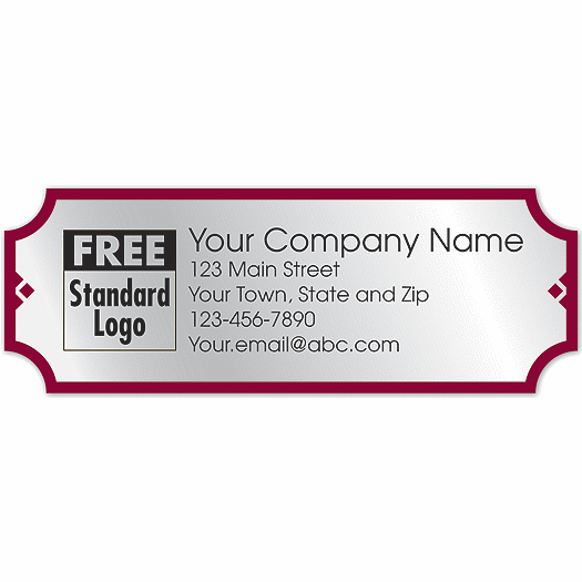 Rectangular Label on Silver Foil w/Red Trim 3.5x1.25 - Office and Business Supplies Online - Ipayo.com