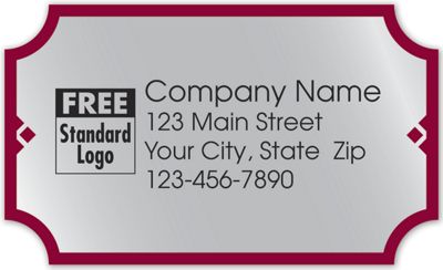 Rectangular Label on Silver Poly w/Red Trim 2.5x1.5 - Office and Business Supplies Online - Ipayo.com