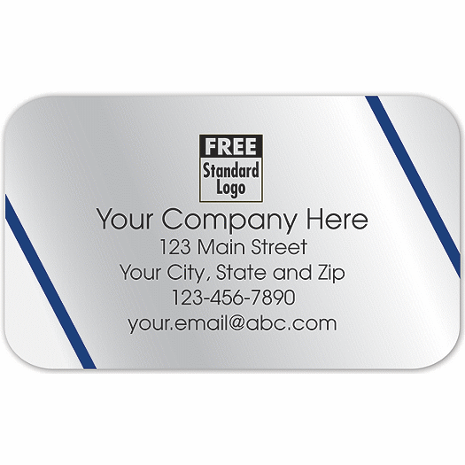 Rectangular Label on Silver Foil w/Blue Lines 2.5x1.5