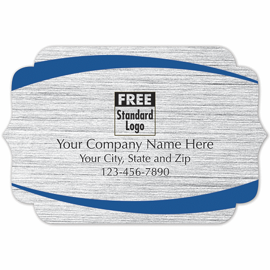 Bracket Label on Brushed Silver Poly w/Blue Arcs 3x2 - Office and Business Supplies Online - Ipayo.com