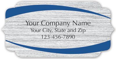 Bracket Label on Burshed Silver Poly w/Blue Arcs 2x1 - Office and Business Supplies Online - Ipayo.com