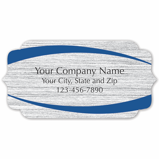 Bracket Label on Burshed Silver Poly w/Blue Arcs 2x1 - Office and Business Supplies Online - Ipayo.com