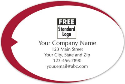 Oval Label on Transparent Poly w/Red Swish 3x2 - Office and Business Supplies Online - Ipayo.com