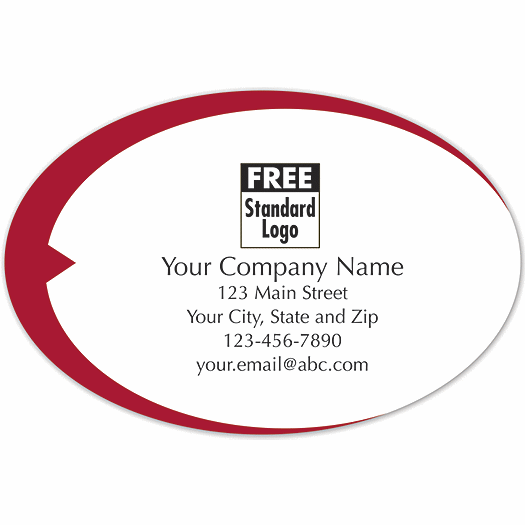 Oval Label on Transparent Poly w/Red Swish 3x2 - Office and Business Supplies Online - Ipayo.com