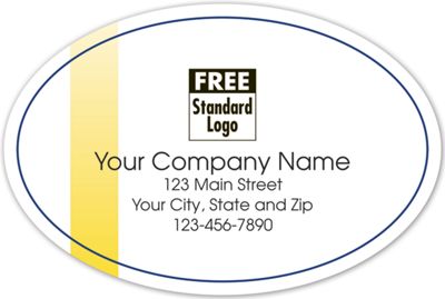 3 x 2 Oval Label on Transparent Poly w/Gold Bar 3×2