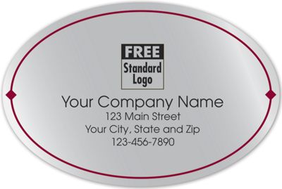 Oval Label on Silver Poly w/Red Border 3x2 - Office and Business Supplies Online - Ipayo.com