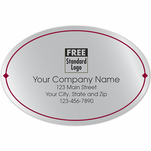 Oval Label on Silver Poly w/Red Border 3x2 - Office and Business Supplies Online - Ipayo.com