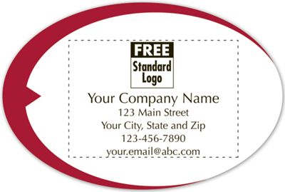 Oval Label on White Matte w/Red Swish 3x2 - Office and Business Supplies Online - Ipayo.com