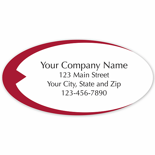 Oval Label on Transparent Poly w/Red Swish 2x1 - Office and Business Supplies Online - Ipayo.com