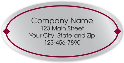Oval Label on Silver Poly w/Red Border 2x1 - Office and Business Supplies Online - Ipayo.com