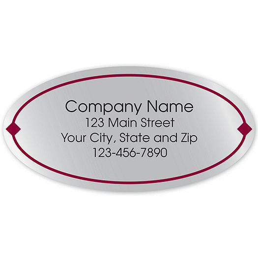 Oval Label on Silver Poly w/Red Border 2x1 - Office and Business Supplies Online - Ipayo.com