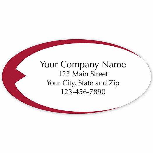 Oval Label on White Matte w/Red Swish 2x1 - Office and Business Supplies Online - Ipayo.com