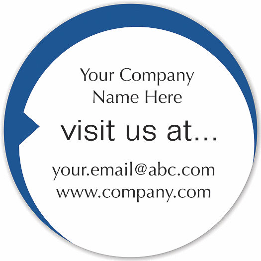 Circle  Visit Us At...  Label on White Matte w/Blue Arc 1.75 - Office and Business Supplies Online - Ipayo.com