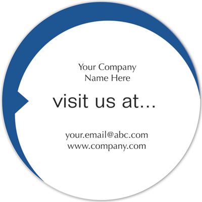 Circle  Visit Us At...  Label on White Matte w/Blue Arc 3 - Office and Business Supplies Online - Ipayo.com