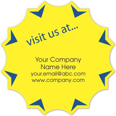 Burst  Visit Us At...  on Yellow High Gloss w/Navy Arrows 3 - Office and Business Supplies Online - Ipayo.com