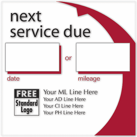 Static Cling Service Label w/Red Arc 2.5x2.5