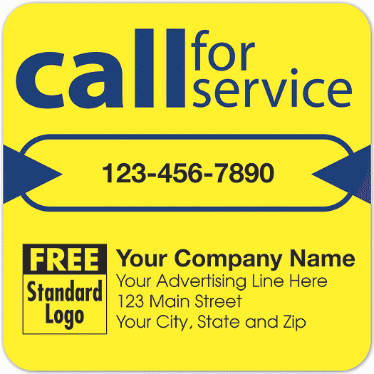 Call for Service Label on Yellow High Gloss 3x3