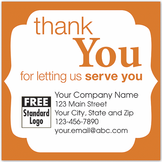 Static Cling 'Thank You' Label w/Orange Trim 2.5x2.5 - Office and Business Supplies Online - Ipayo.com