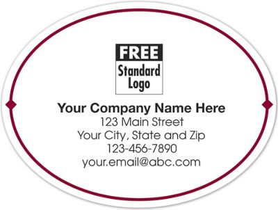 Oval Presentation Label on Transparent Poly w/Red Trim 4x3 - Office and Business Supplies Online - Ipayo.com