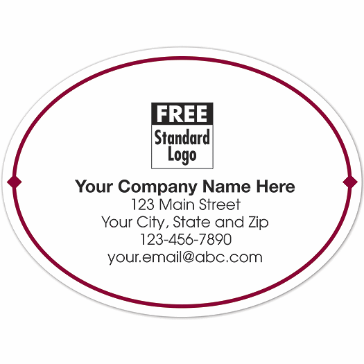 Oval Presentation Label on Transparent Poly w/Red Trim 4x3 - Office and Business Supplies Online - Ipayo.com