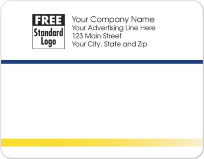 Rectangular Mailing Label w/Navy & Yellow Stripes 5x3 7/8